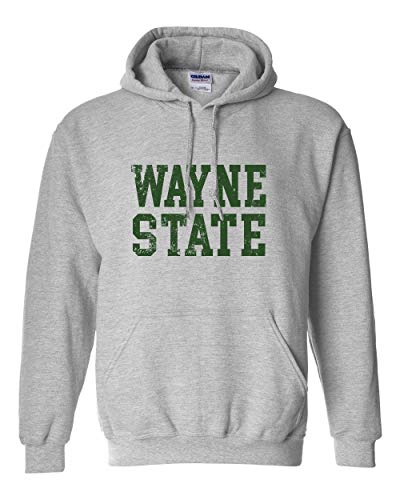 Wayne State Text Distressed Hooded