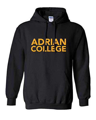 Adrian College Stacked 1 Color Gold Text Hooded