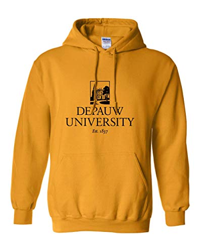 DePauw Full Logo Black Ink Hooded