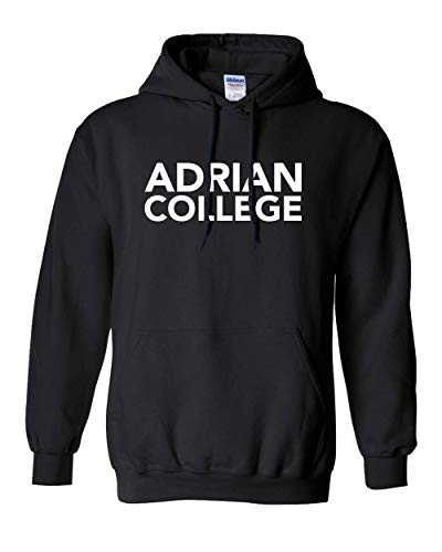 Adrian College Stacked 1Color White Text Hooded