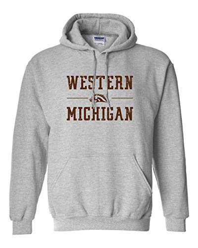 Western Michigan Bronco Head Stacked One Color Hooded