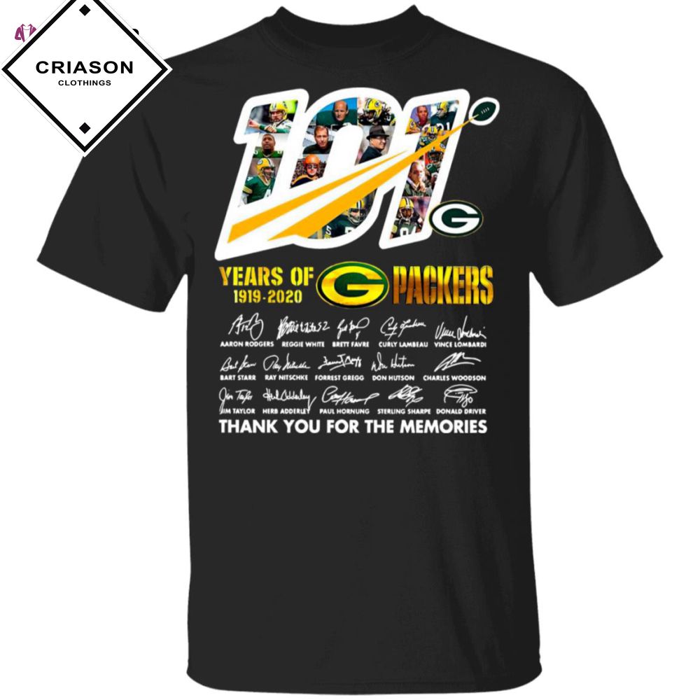 101 Years Of Green Bay Packers Thank You For The Memories Signatures Shirt Criason Store
