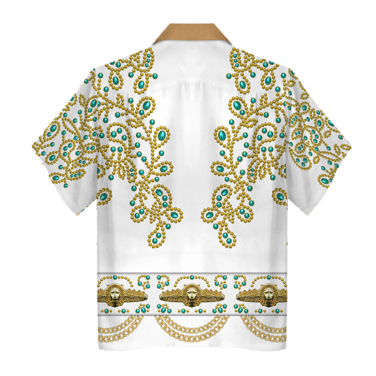 Gearhomie Elvis Spanish Flower - White With Green Stones Costume hawaiian