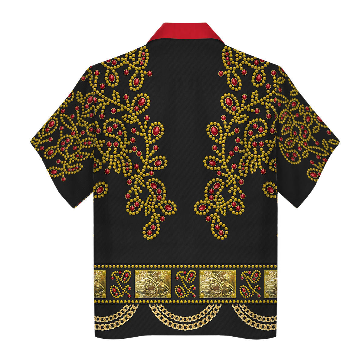 Gearhomie Elvis Spanish Flower - Black With Red Stones Costume hawaiian