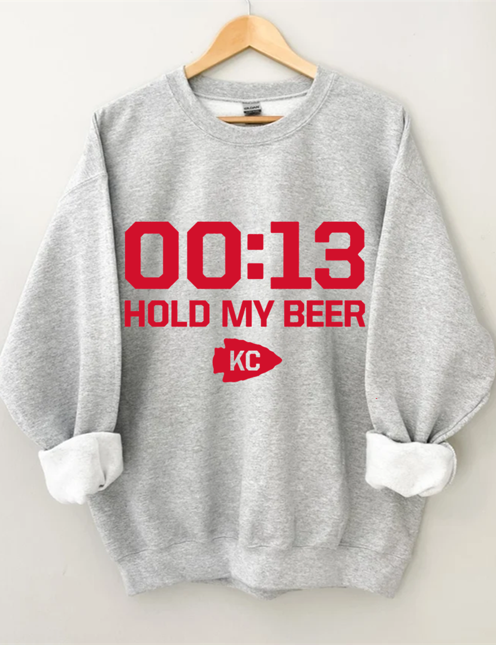 13 Second Hold My Beer Chiefs Football Unisex Sweatshirt Sport Grey