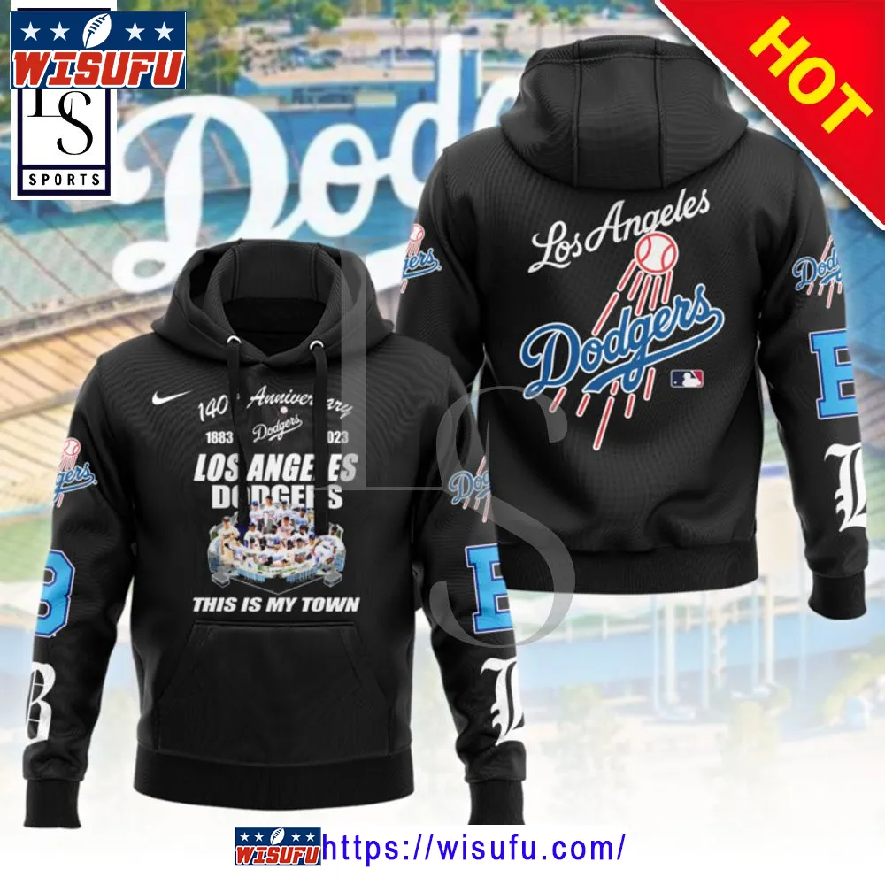 140th Aniversary Los Angeles Dodgers Black Hoodie