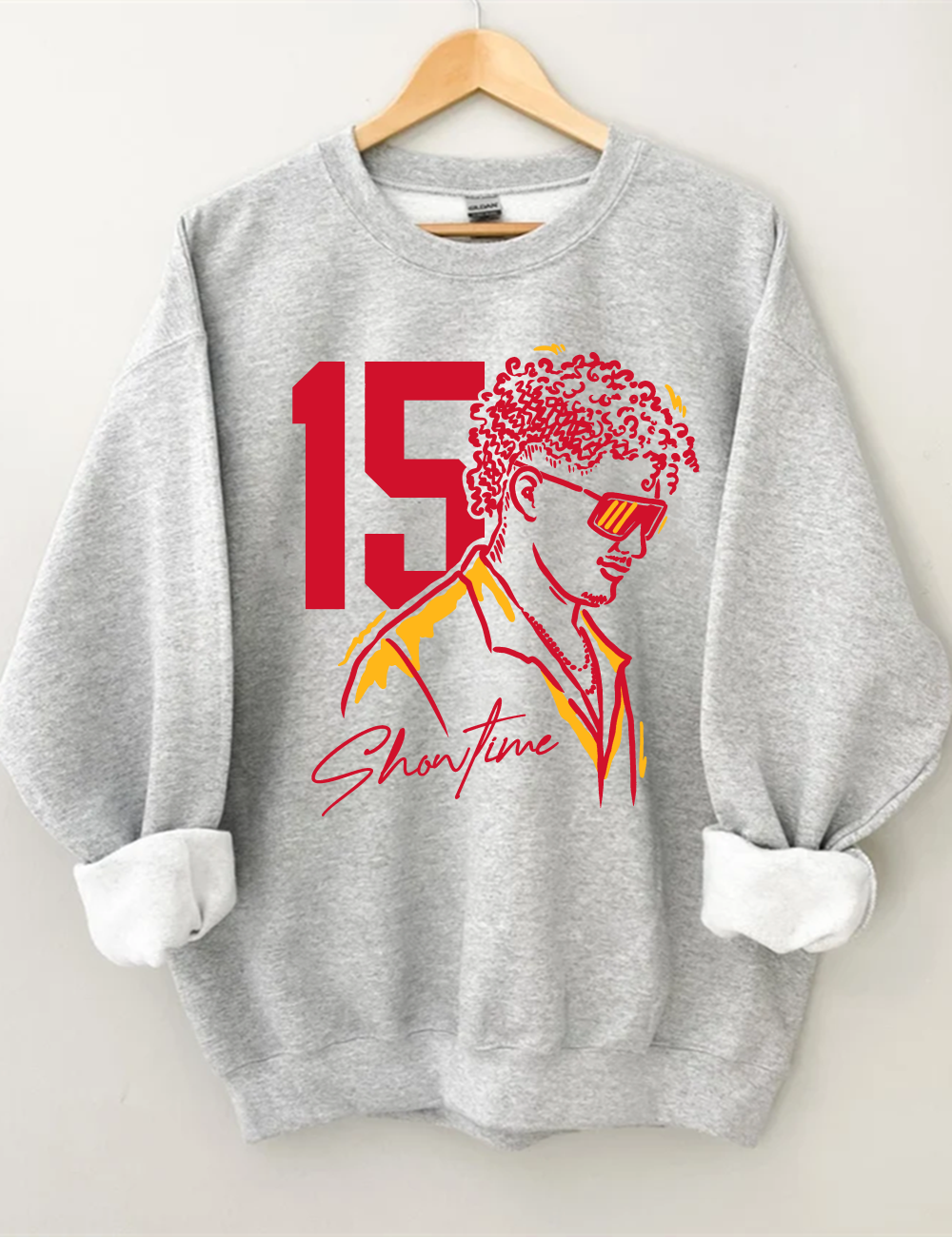 15 Mahomes Showtime Football Unisex Sweatshirt Sport Grey