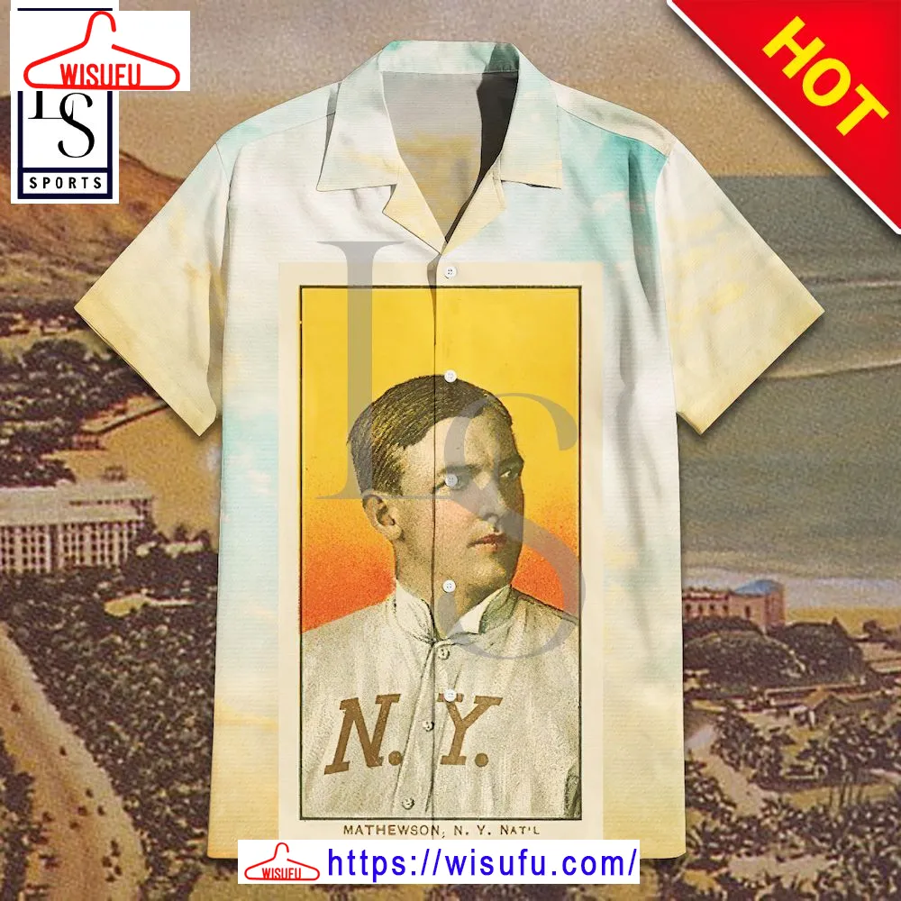 1909 White Border Christy Mathewson Portrait Hawaiian Shirt, New Fashion Gifts