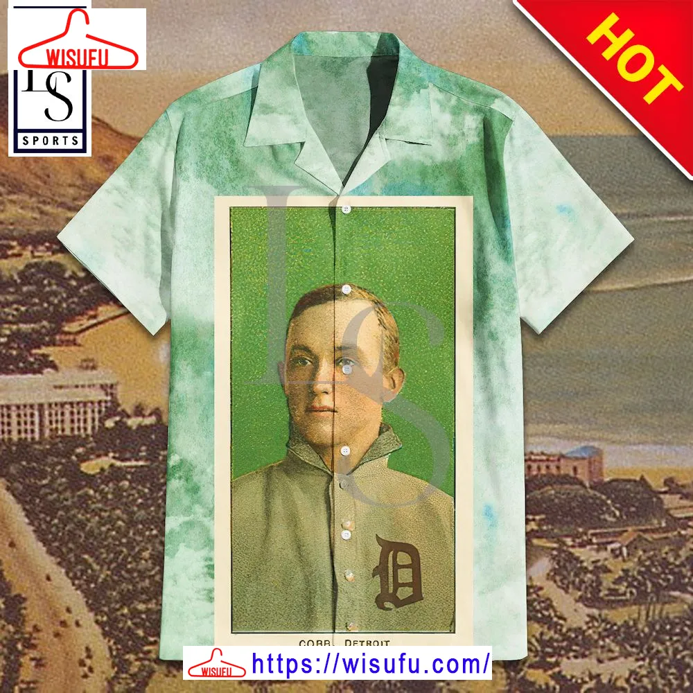 1909 White Border Ty Cobb Green Portrait Hawaiian Shirt, New Fashion Gifts