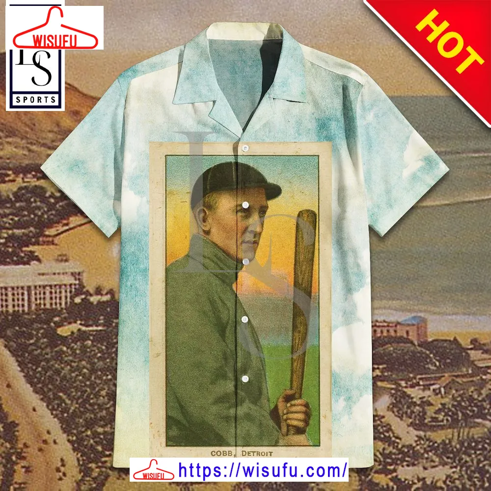 1909 White Border Ty Cobb Hawaiian Shirt, New Fashion Gifts