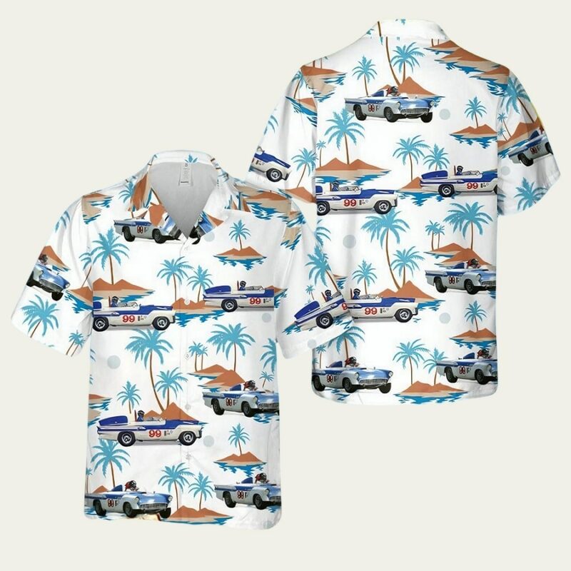 1957 FORD THUNDERBIRD BONNEVILLE RACE CAR HAWAIIAN SHIRT