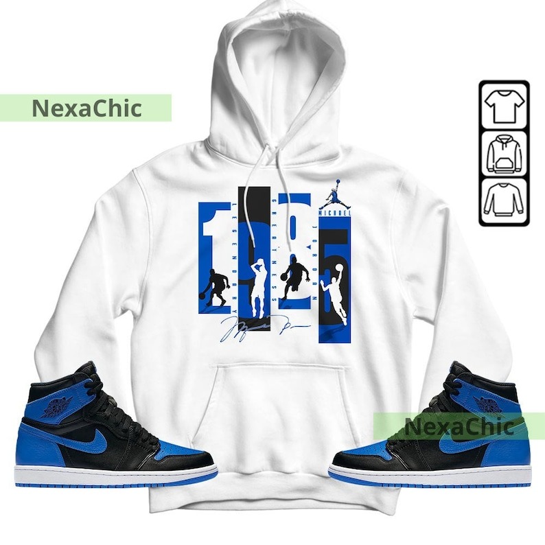 1985 Jordan Unisex Shirt To Match Sneaker Royal Reimagined 1s Hoodie-White