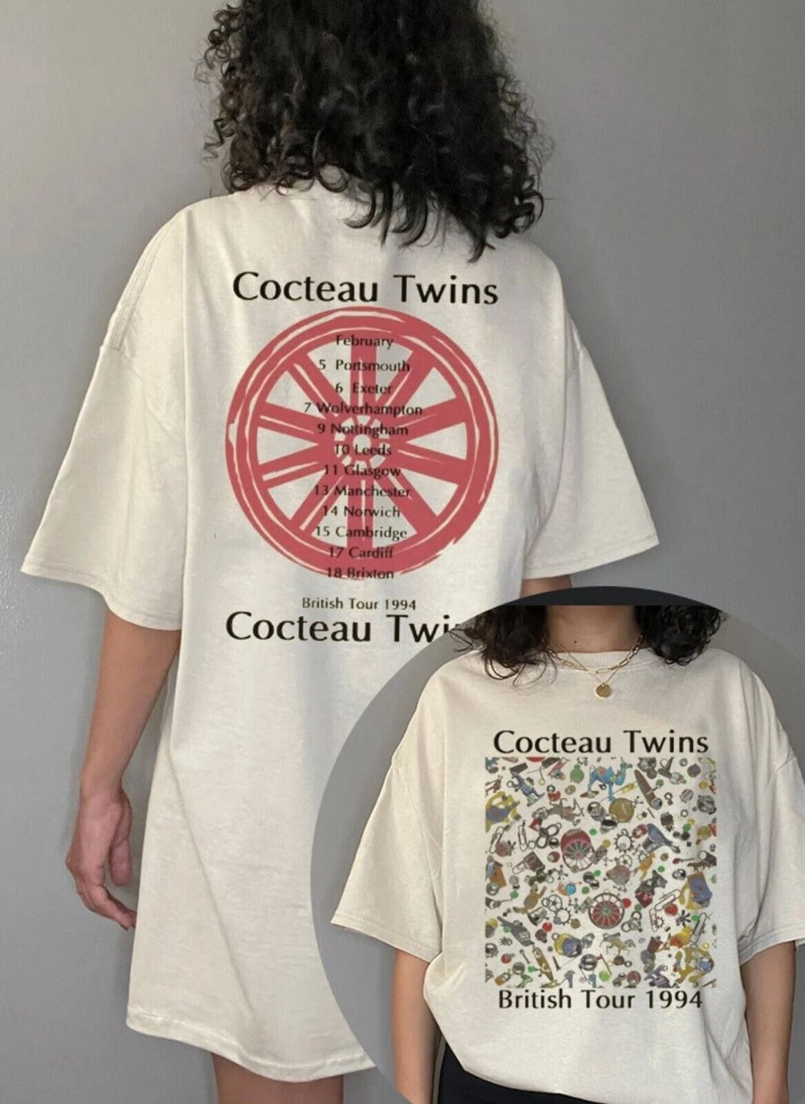 1994 Uk tour Cocteau Twins Tshirt, Cocteau Twins British Tour 1994 T-shirt, Coct