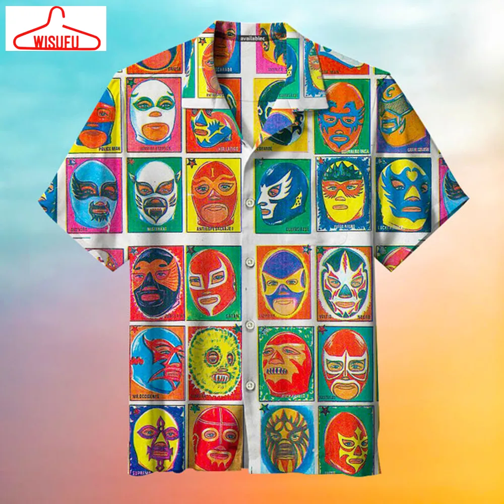 1995 Masked Wrestler Retro Unisex Hawaiian Shirt 3d All Over Print, Men, Women, Unisex, Best Gift Ideas, New Fashion Gifts