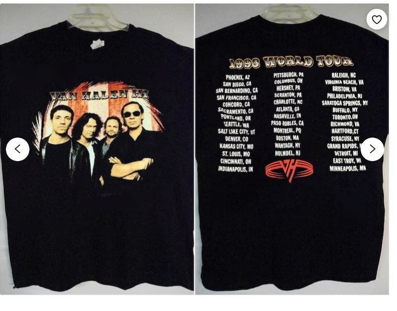 1998 Van Halen III World Tour T-Shirt, Van Halen World Tour 1998 T-Shirt,