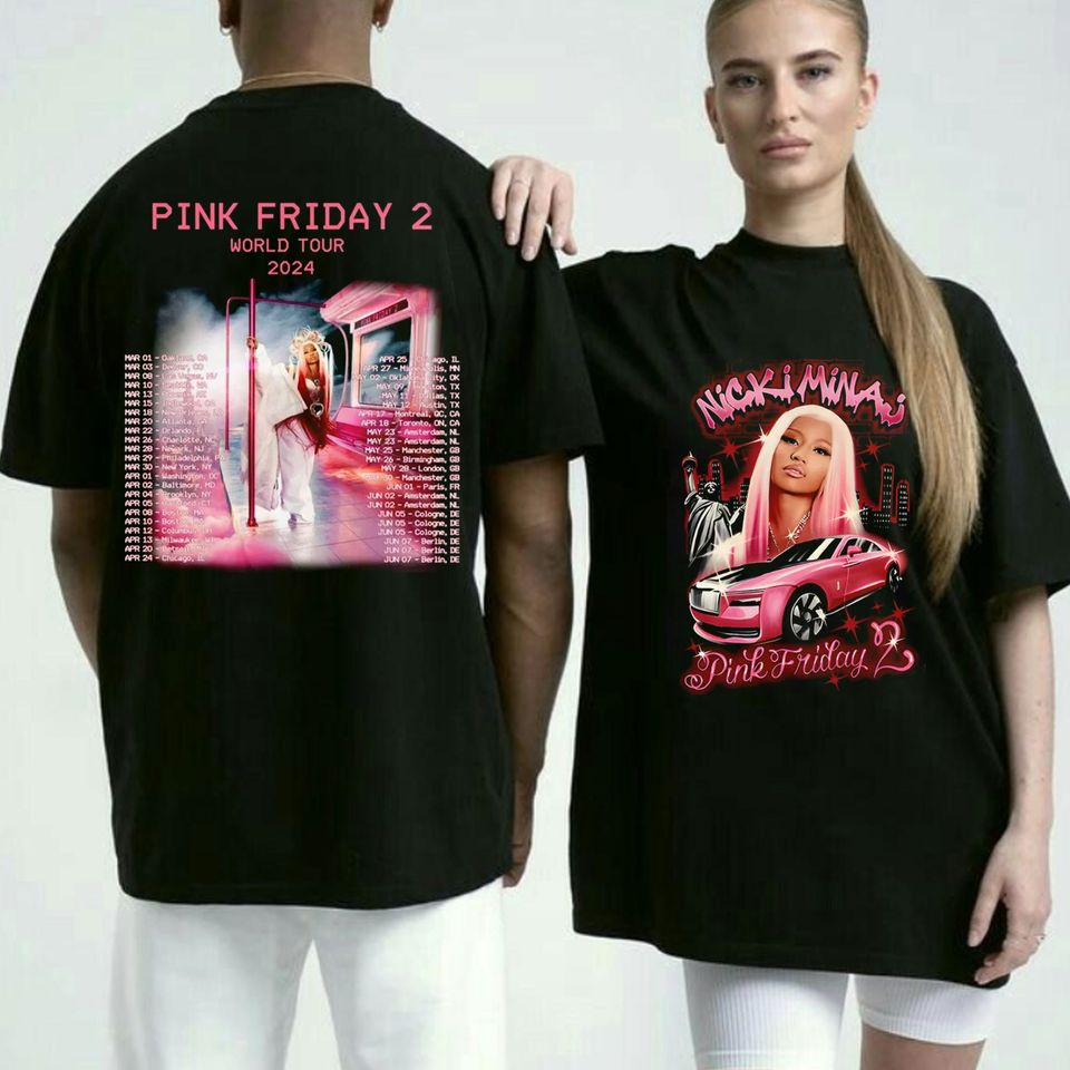 2 Sides Printed Pink Friday Tour 2024 Unisex T Shirt Black