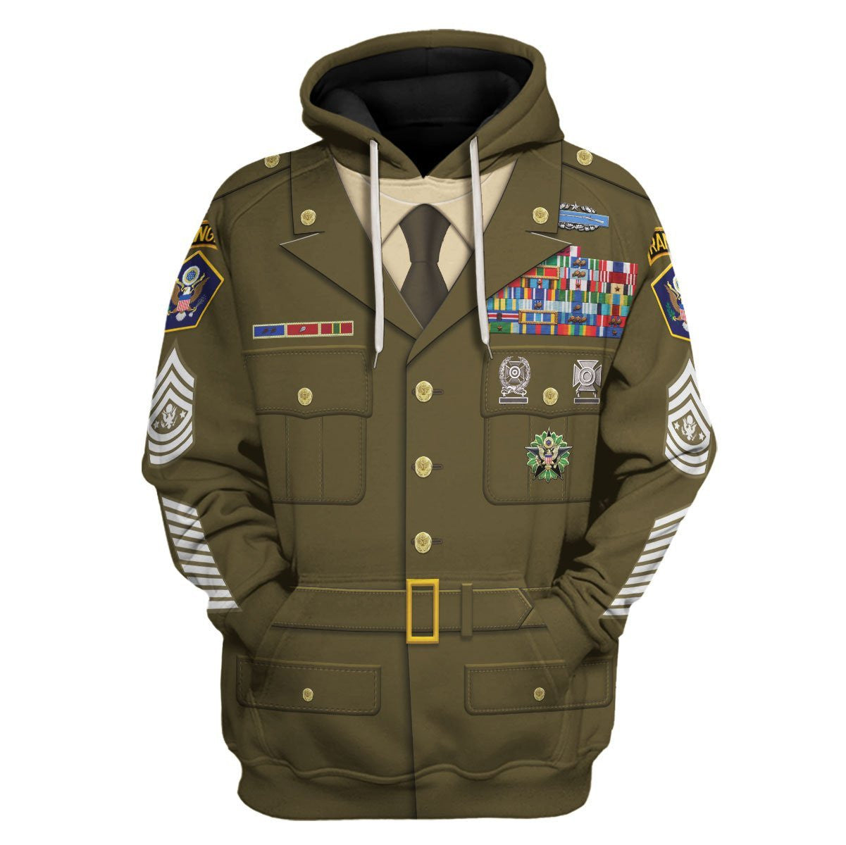 Gearhomie Personalized Rank and Branches ENLISTED Army Green Service Costume hoodie