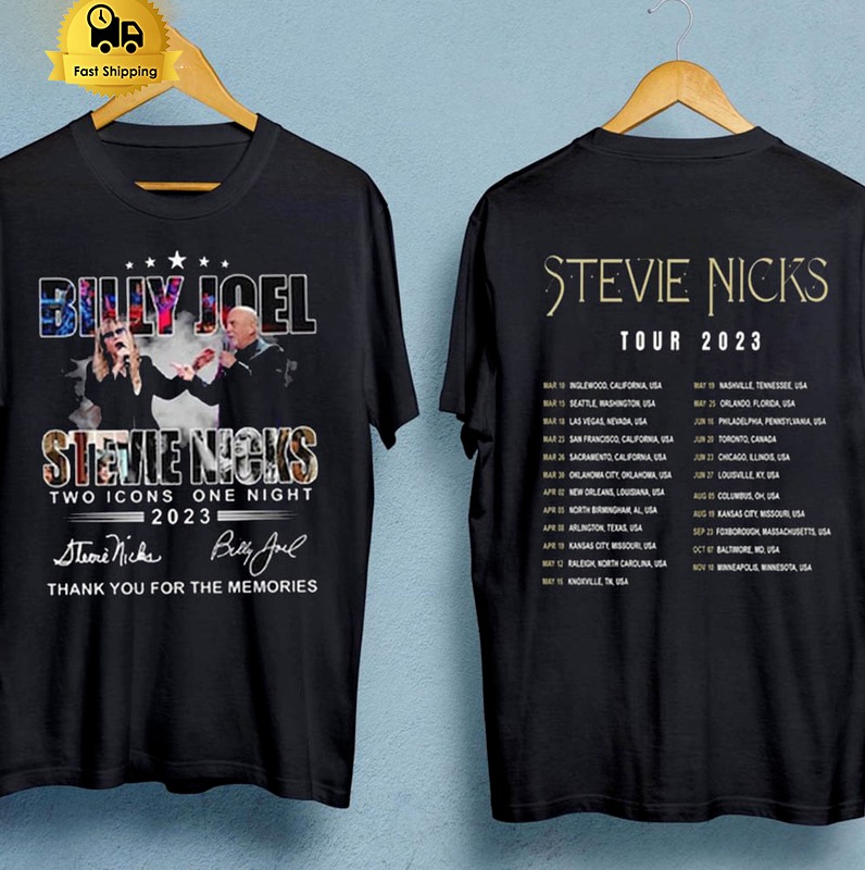 2-Sided Billy Joel Tshirt Tour 2023 Music World Tour New Black Tshirt Fullsizes