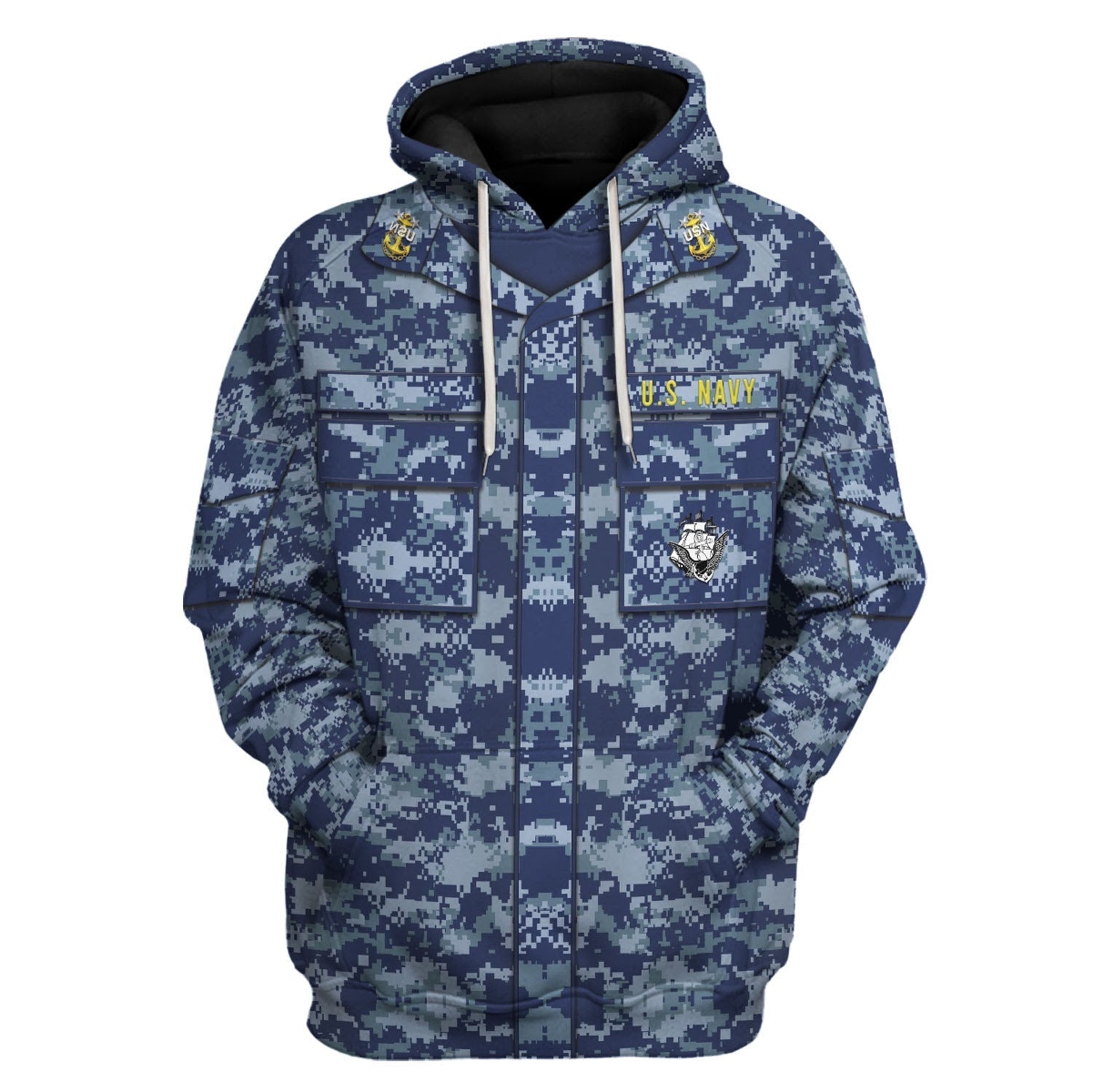 Gearhomie Personalized Rank and Branches United States Navy Working Uniform Type I Costume hoodie