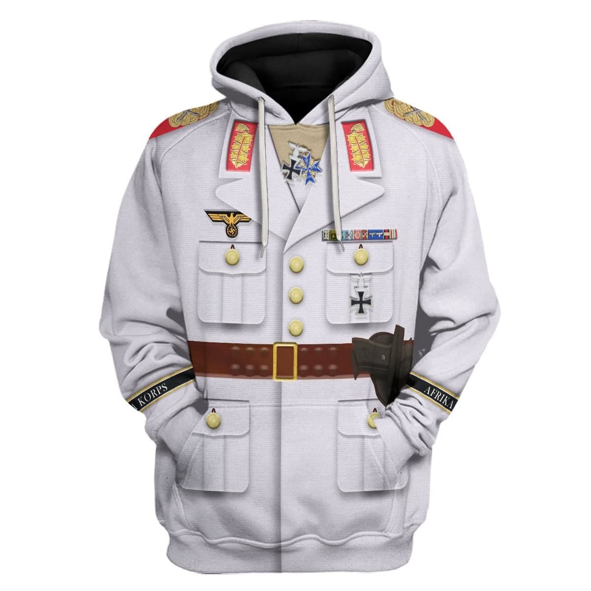 Gearhomie Erwin Rommel WWII German Soldier Costume hoodie