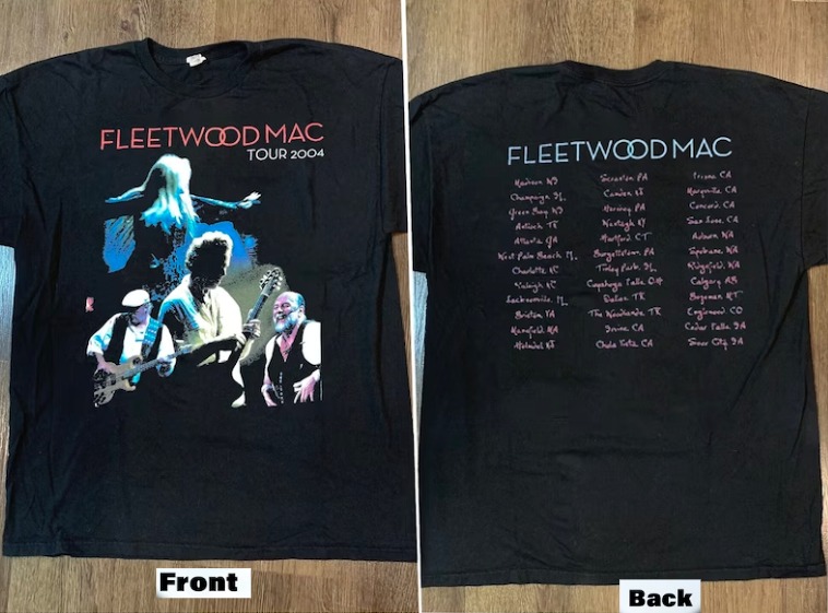 2004 Tour Fleetwood Mac T-Shirt, Vtg Fleetwood Mac Rock Band Music Concert Tee