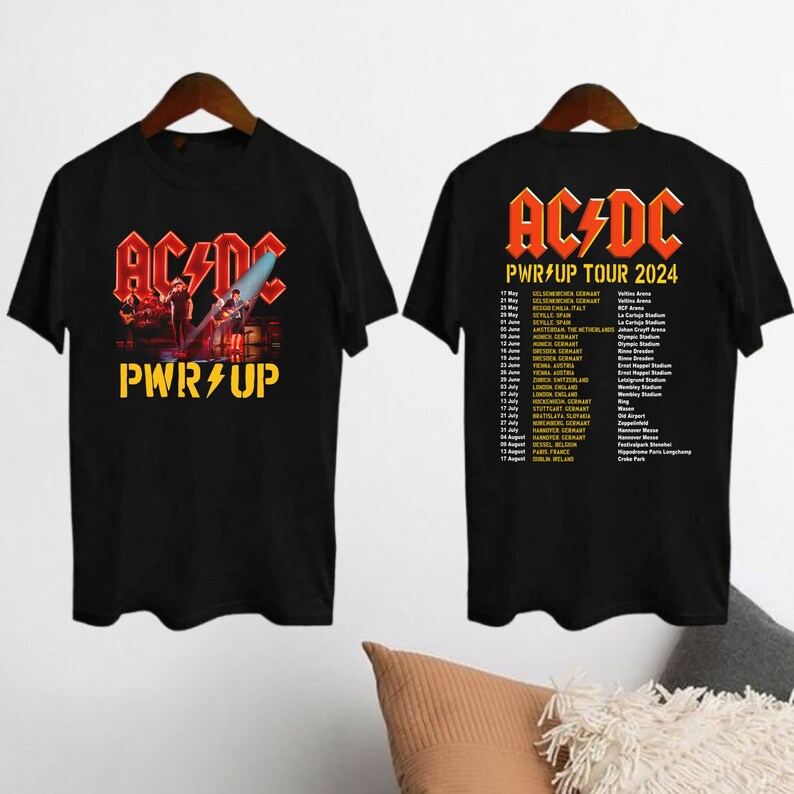 2024 Ac Dc Tour Shirt, Rock Band Ac Dc Graphic Unisex T- Shirt Black