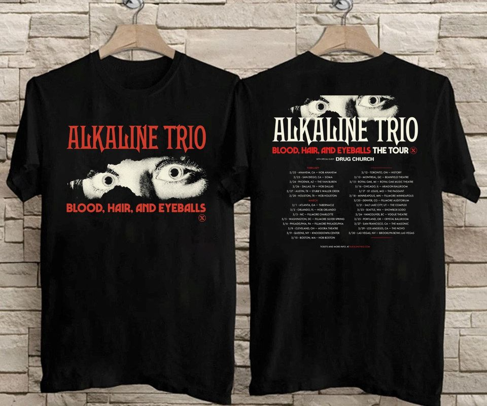 2024 Alkaline Trio Blood Hair And Eyeballs Tour Unisex T-Shirt Black