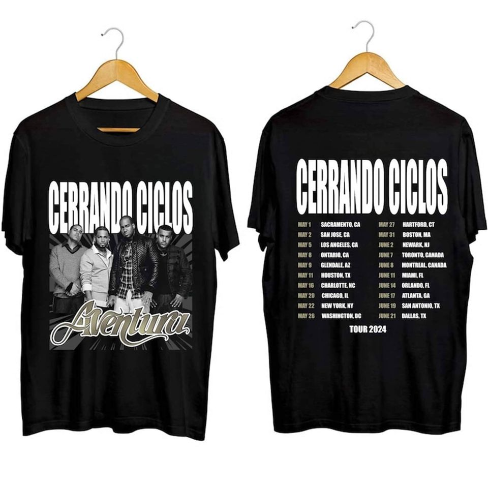 2024 Aventura Tour Concert Bachata Cerrando Ciclos Graphic Unisex T-Shirt Black