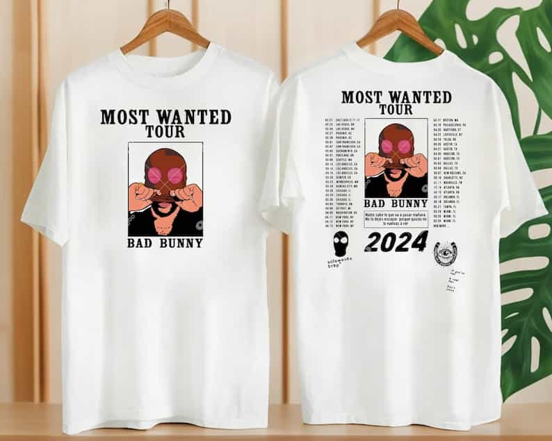 2024 Bad Bunny Tour Shirt, Most Wanted Tour Bad Bunny Unisex T-Shirt White