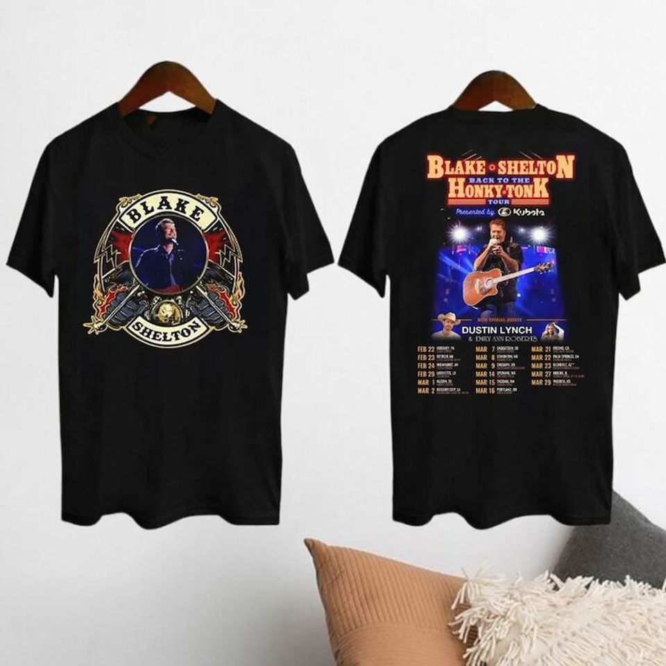 2024 Blake Shelton Back To The Honky Tonk Tour Unisex T-Shirt Black