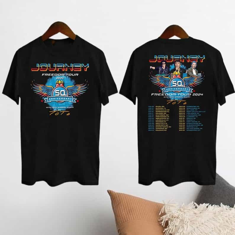 2024 Freedom Tour Journey Band Unisex T-Shirt Black