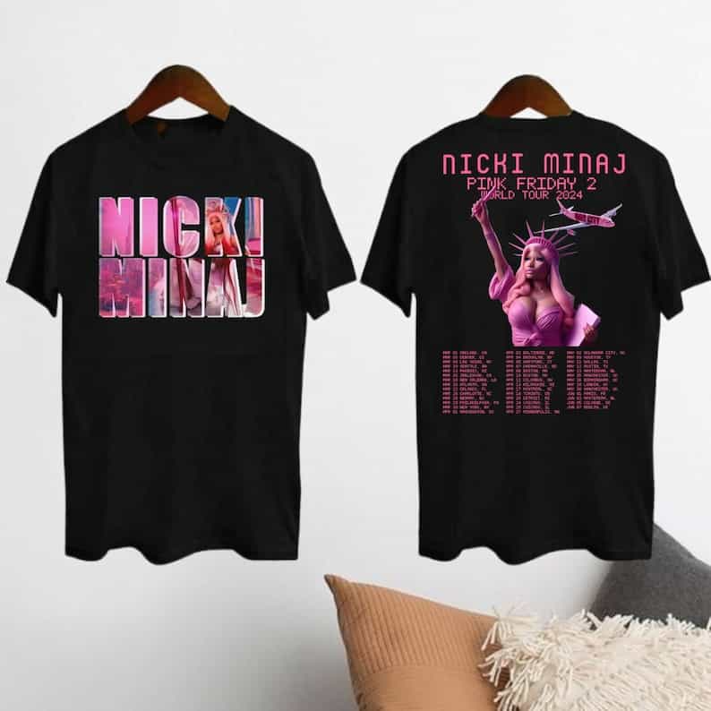 2024 Nicki Minaj Tour T-Shirt, Gag City Shirt, Nicki Minaj Pink Friday 2 Concert Graphic Unisex T-Shirt Black