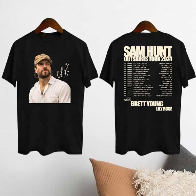 2024 Sam Hunt Outskirts Tour Unisex T-Shirt- Black