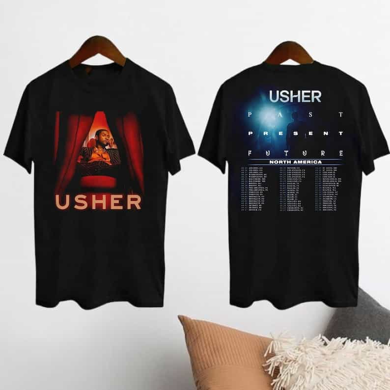 2024 Usher Past Present Future Tour Shirt, Usher Concert 2024 Unisex T-Shirt Black