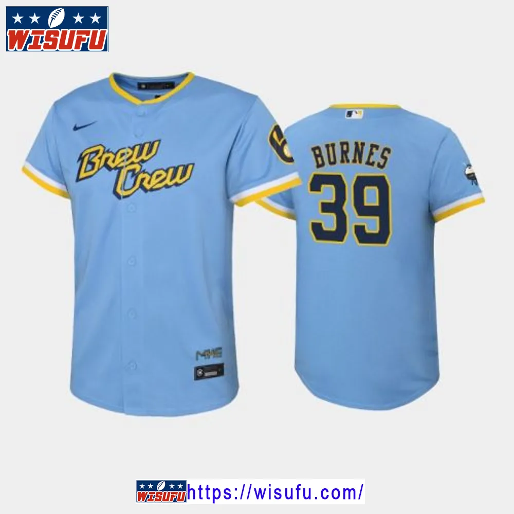 2024-23 City Connect Youth Milwaukee Brewers Corbin Burnes 39 Corbin Burnes Jersey - Powder Blue