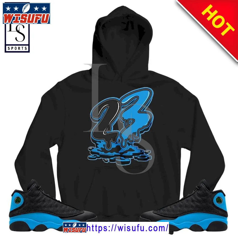 23 Drip Sneaker Match Black University Blue Hoodie