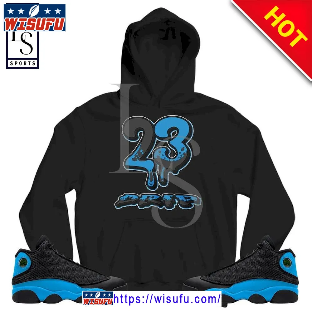 23 Dripping Sneaker Match Black University Blue Hoodie