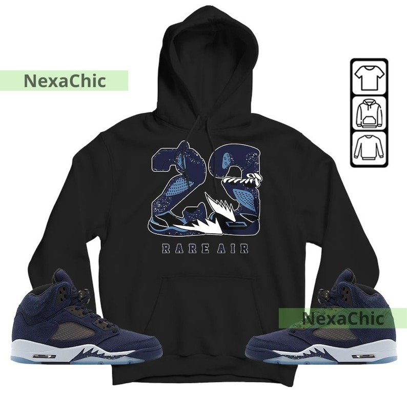 23 Rare Air Unisex Shirt To Match Sneaker Midnight Navy 5s Hoodie-Black