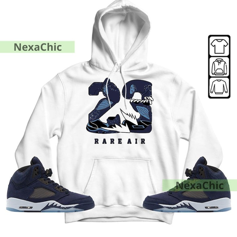 23 Rare Air Unisex Shirt To Match Sneaker Midnight Navy 5s Hoodie-White