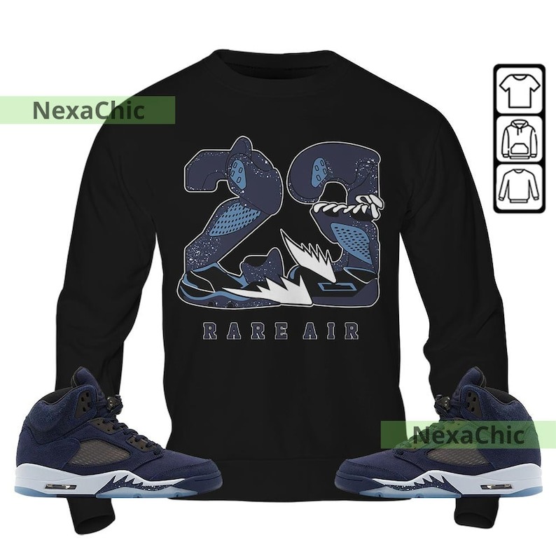 23 Rare Air Unisex Shirt To Match Sneaker Midnight Navy 5s Sweatshirt-Black