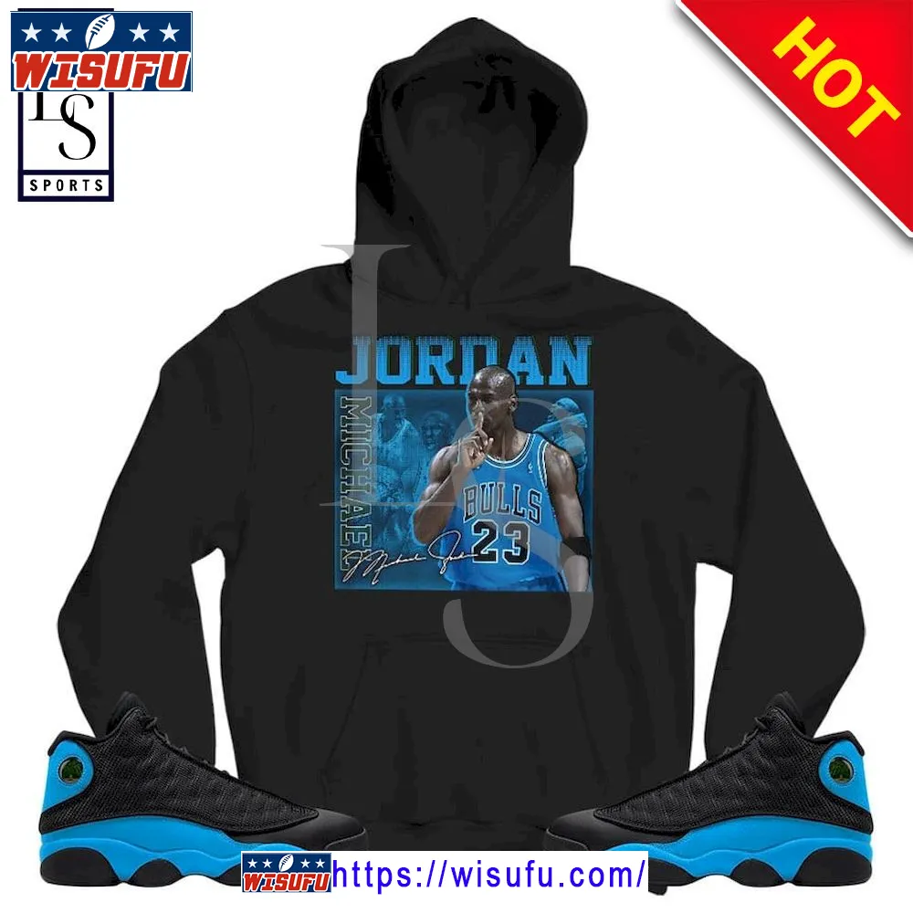 23jd Signature Sneaker Match Black University Blue Hoodie