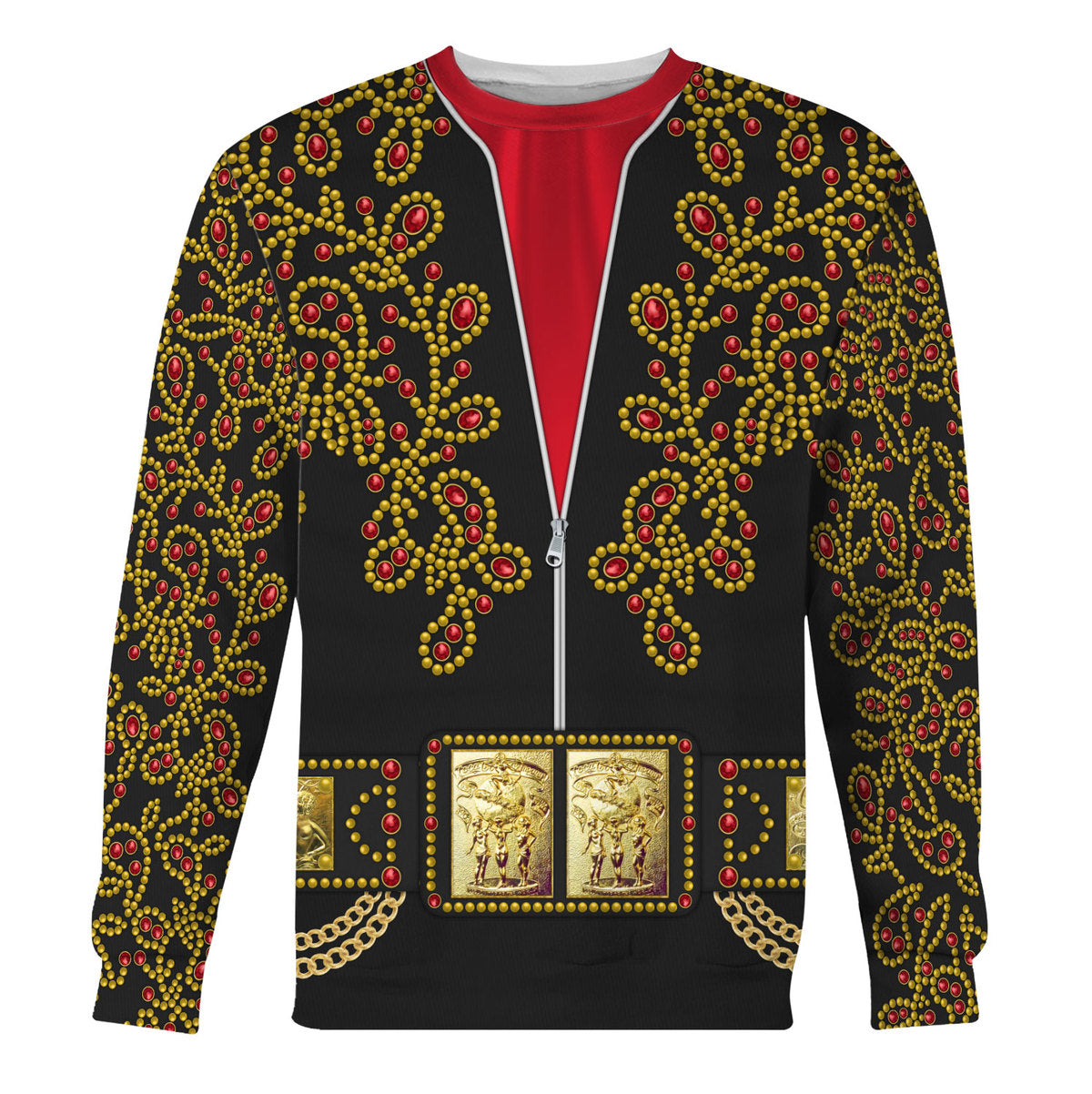 Gearhomie Elvis Spanish Flower - Black With Red Stones Costume sweatshirt