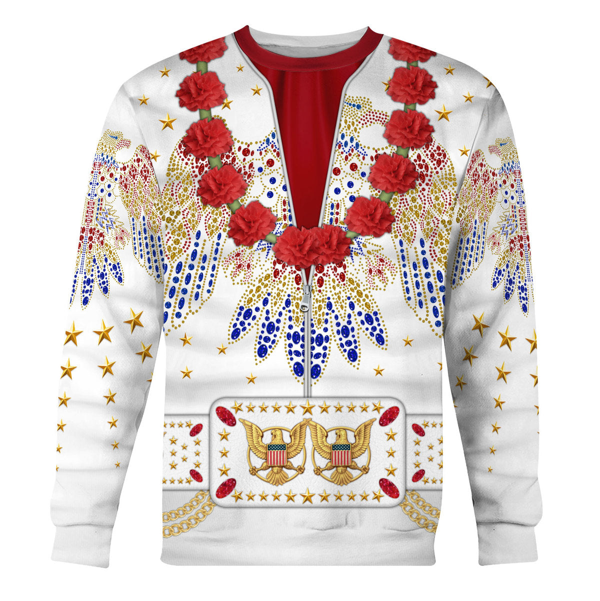 Gearhomie Elvis Aloha Costume white sweatshirt