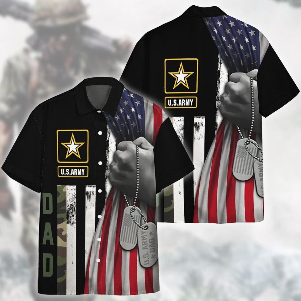 3D U.S.Army Dad Veteran Fathers Day Custom Hawaiian Shirt For Men, S-5XL US Size