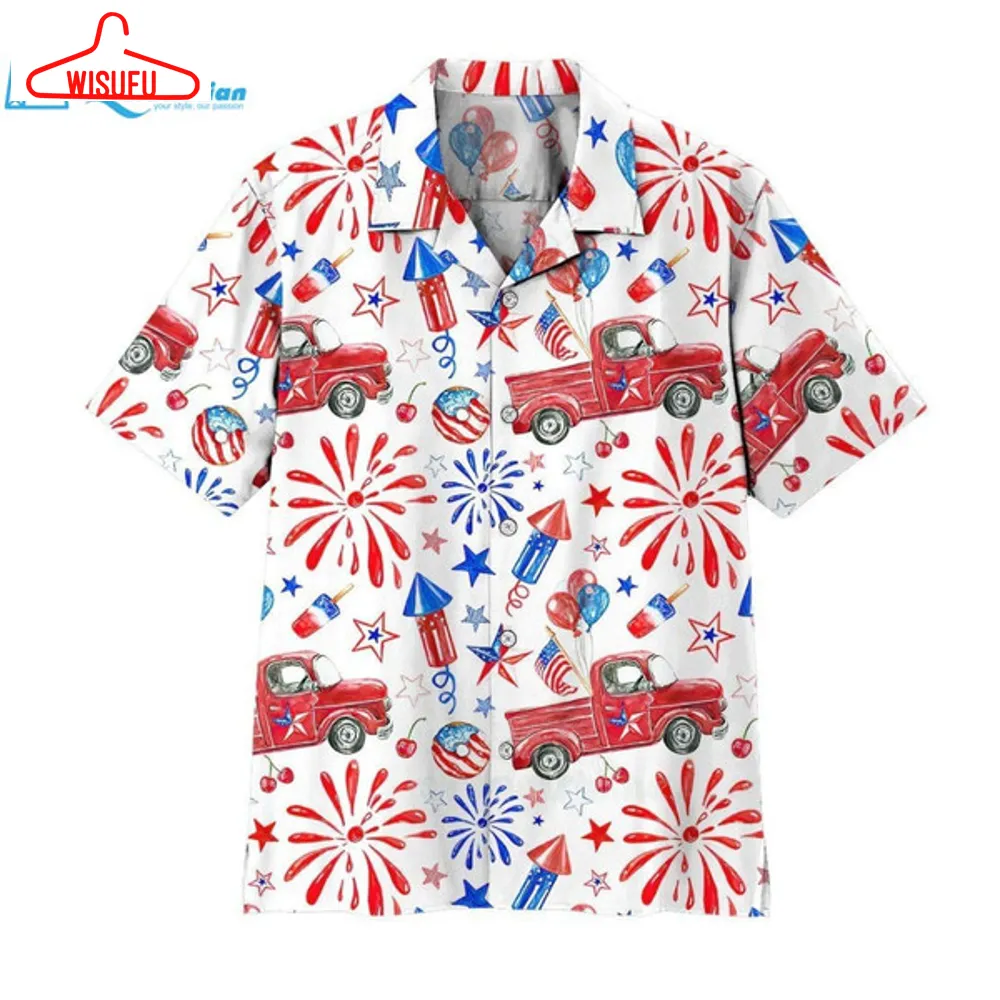 3d 4th Of July Celebration Hawaii Shirt Hawaiian Print 3d, Best Gift Ideas, New Fashion Gifts