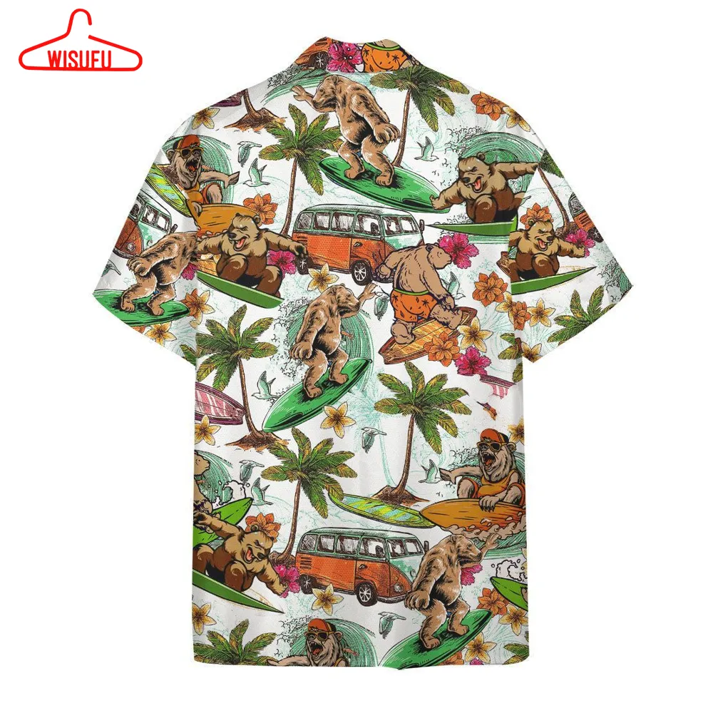 3d Bear Surfing Hawaii Shirt, New Fashion Gifts