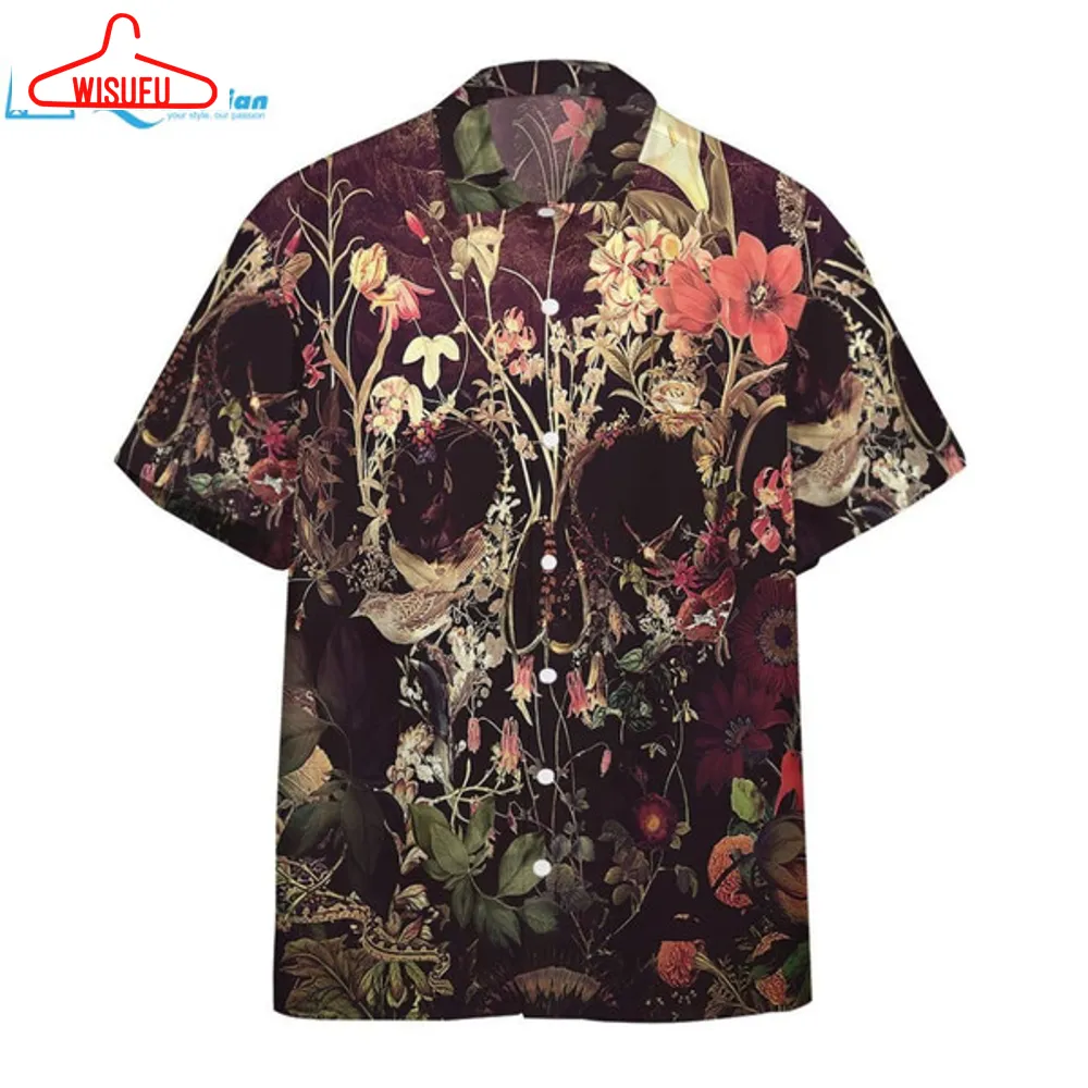 3d Bloom Skull Custom Hawaii Shirt Hawaiian Print 3d, Best Gift Ideas, New Fashion Gifts