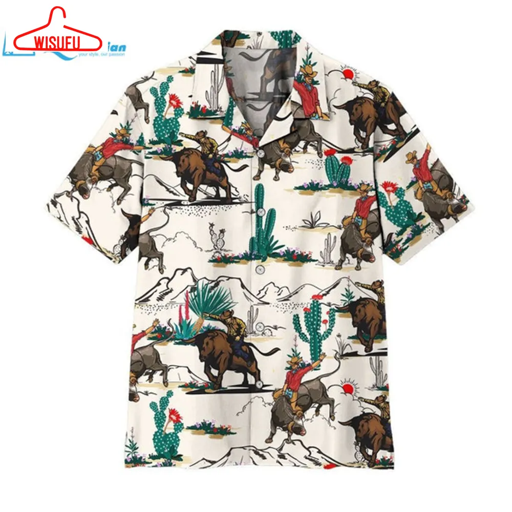 3d Bull Riding Hawaii Shirt Hawaiian Print 3d, Best Gift Ideas, New Fashion Gifts