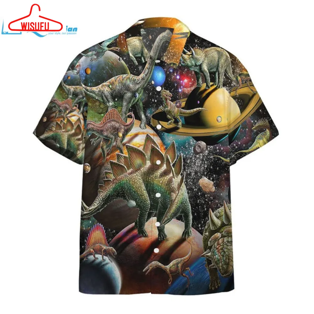 3d Dinosaur In The Space Custom Hawaii Shirt Hawaiian Print 3d, Best Gift Ideas, New Fashion Gifts