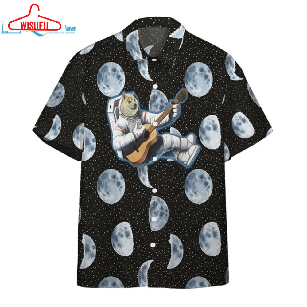 3d Doge Astronaut Playing Guitar Custom Hawaii Shirt Hawaiian Print 3d, Best Gift Ideas, New Fashion Gifts